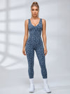 Sexy Leopard Print Cross Back Deep V Back Jumpsuit