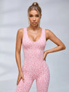 Sexy Leopard Print Cross Back Deep V Back Jumpsuit