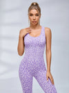 Sexy Leopard Print Cross Back Deep V Back Jumpsuit