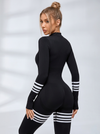 Sexy Contrast Color Stripes Zipper Jumpsuit