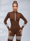Sexy Contrast Color Stripes Zipper Jumpsuit
