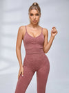 Sexy Denim Tie-dye Ribbed Deep V Back Scrunch Bum Jumpsuit