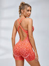 Sexy Leopard Print Cross Back Deep V Back Scrunch Bum Romper