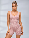 Sexy Leopard Print Cross Back Deep V Back Scrunch Bum Romper