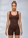 Sexy Leopard Print Cross Back Deep V Back Scrunch Bum Romper