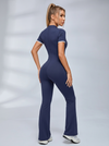 Contrast Color Stripes Zipper Jumpsuit