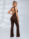 Leopard Print Half-Zip Jumpsuit