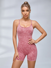 Imitation Denim Frosted Nude Sensation Cross Back Hollow Out Romper
