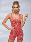 Leopard Print Cross Back Deep V Back Romper