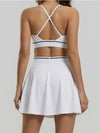 Sleek White Contrast Stripe Sports Bra & Flared Wrap Skort Active Set