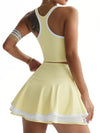 Racerback Crop Top & Layered Tennis Skirt Set