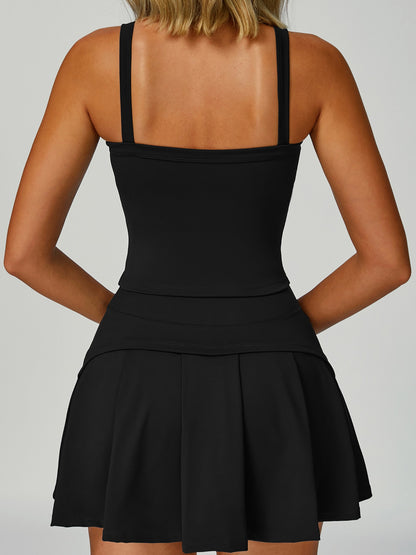 Square-Neck Pleated Tennis Set