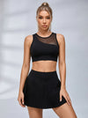 Mesh Pleated 2 In 1 Tennis Skirts Suit