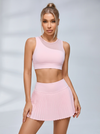Mesh Pleated 2 In 1 Tennis Skirts Suit