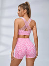 Leopard Print Cross Back Short Tracksuit