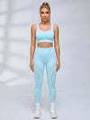 Contrast Color Fishnet Elastic Tight Tracksuit