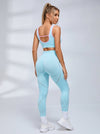 Contrast Color Fishnet Elastic Tight Tracksuit