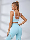Contrast Color Fishnet Elastic Tight Tracksuit