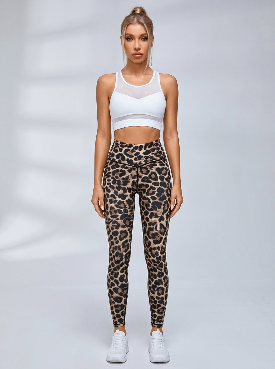 Leopard Deep V Back Scrunch Bum Tracksuit