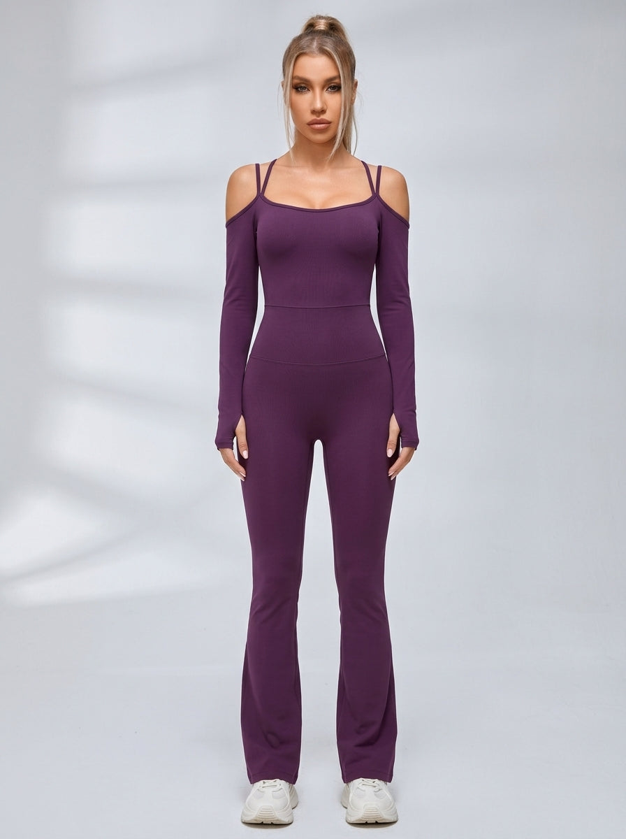 U Collar Scrunch Bum Elastic Tight Jumpsuit