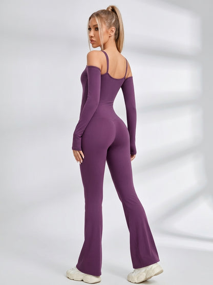 U Collar Scrunch Bum Elastic Tight Jumpsuit