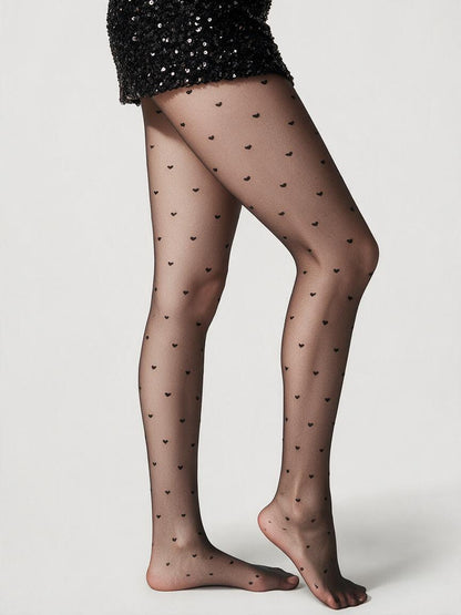 Sheer Heart Dot Tights