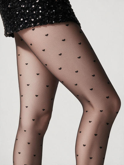 Sheer Heart Dot Tights