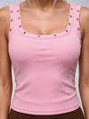 Solid Color Square Collar With Metal Tank