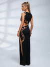 Snake Print Cutout Split Dress