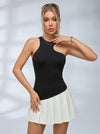 Asymmetric Cutout Color-Block Tennis Dress