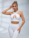 Letter Waistband Yoga Bra & Leggings 2 Piece Set