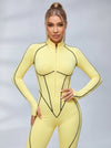 Sexy Backless Zipper Contrast Color Stripes Jumpsuit