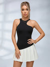 Asymmetric Cutout Color-Block Tennis Dress