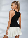 Asymmetric Cutout Color-Block Tennis Dress