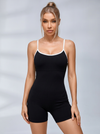 Contrast Color Cross Back Ribbed Romper