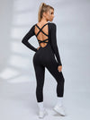 Cross Back Hollow Out Long Sleeves Jumpsuit