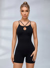 Crisscross-Back Keyhole Unitard Romper
