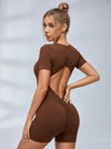 Ribbed Scrunch Bum Backless Romper