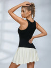 Asymmetric Cutout Color-Block Tennis Dress