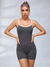 Contrast Color Cross Back Ribbed Romper