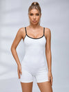 Contrast Color Cross Back Ribbed Romper
