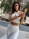 Letter Waistband Yoga Bra & Leggings 2 Piece Set