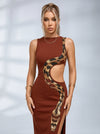 Snake Print Cutout Split Dress