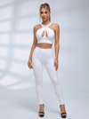 Letter Waistband Yoga Bra & Leggings 2 Piece Set