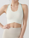 Contrast Color Halter With Chest Pads Sports Bras