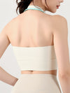 Contrast Color Halter With Chest Pads Sports Bras