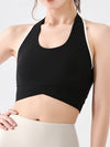 Contrast Color Halter With Chest Pads Sports Bras