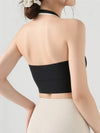 Contrast Color Halter With Chest Pads Sports Bras