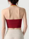 Contrast Color Halter With Chest Pads Sports Bras