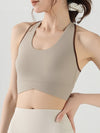 Contrast Color Halter With Chest Pads Sports Bras